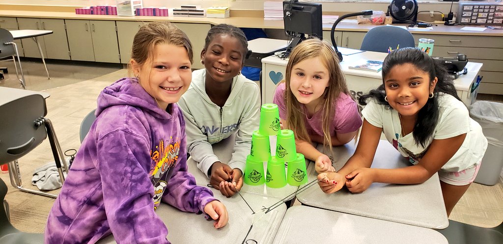MrsFakhoury's tweet photo. Today we practiced communication and collaboration by doing team cup stacking. It was challenging, but all teams were successful in the end! @college_wood https://t.co/A2TfPjiP1Q