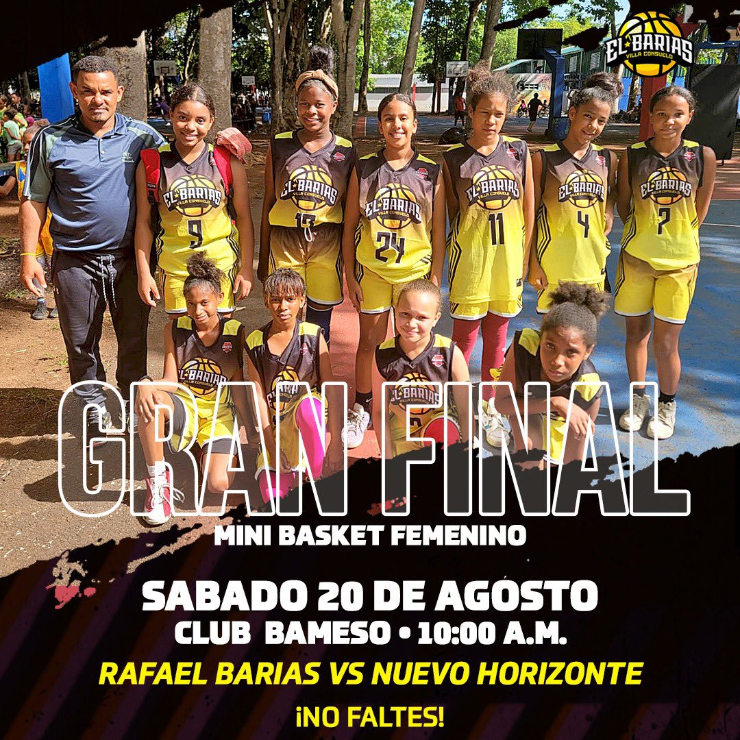 BariasBBC's tweet photo. Mañana las chicas del equipo mini basket femenino tienen el juego final frente al equipo Nuevo Horizonte por el campeonato del torneo de baloncesto mini basket femenino de @abadinaoficial
A las 10:00 de la mañana. En el club Bameso. No faltes.
#conelbariasno #gobarias https://t.co/nKyJmfE1P4