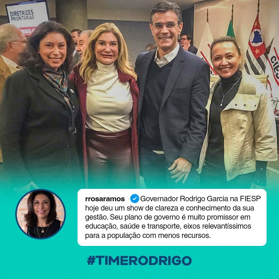 time_rodrigo's tweet photo. É isso aí, Rosa! Tá chegando a hora do povo paulista escolher qual é o melhor programa de governo para o nosso estado 4⃣5⃣

Obrigado pelo apoio! Vamos juntos 🤜🤛 #PraFrenteSP #GovernadorDeTodos #PaulistaRaiz https://t.co/JfrZf85oQS
