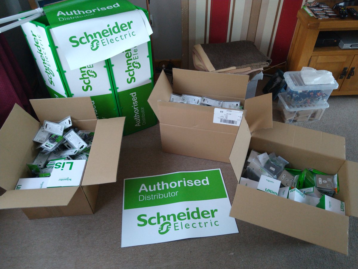 TETRogueSolo's tweet photo. With MANY thanks to Tom Gillam @SchneiderUKI for their very kind generosity in providing materials that I can utilise; props within sessions and parts for assessments. On opening the boxes, I was blown away and can't #thankyou enough #electricaltraining #training #schneider https://t.co/67jLDzjLMa