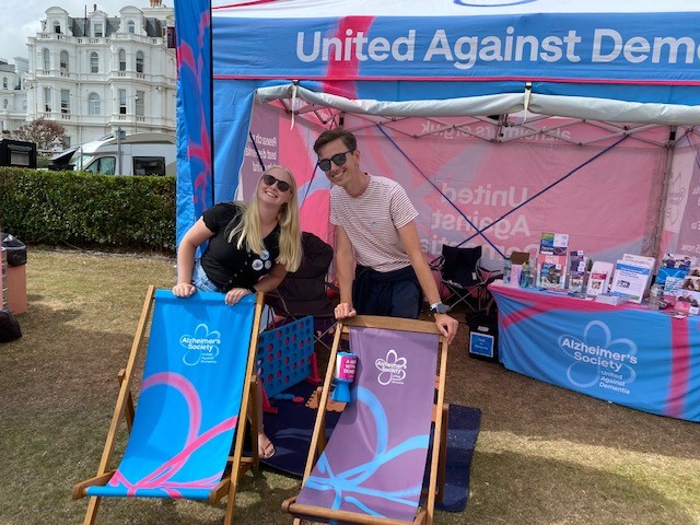 Time4Dementia's tweet photo. This lovely couple are #fundraising for @alzheimerssoc #memorywalk and stopped to say hello to us @EB_Airshow #whowillyouwalkfor #memorywalk2022 #volunteer #donate #dementia #livingwithdementia #carers #walking #Sponsored https://t.co/x9acGJCWXE