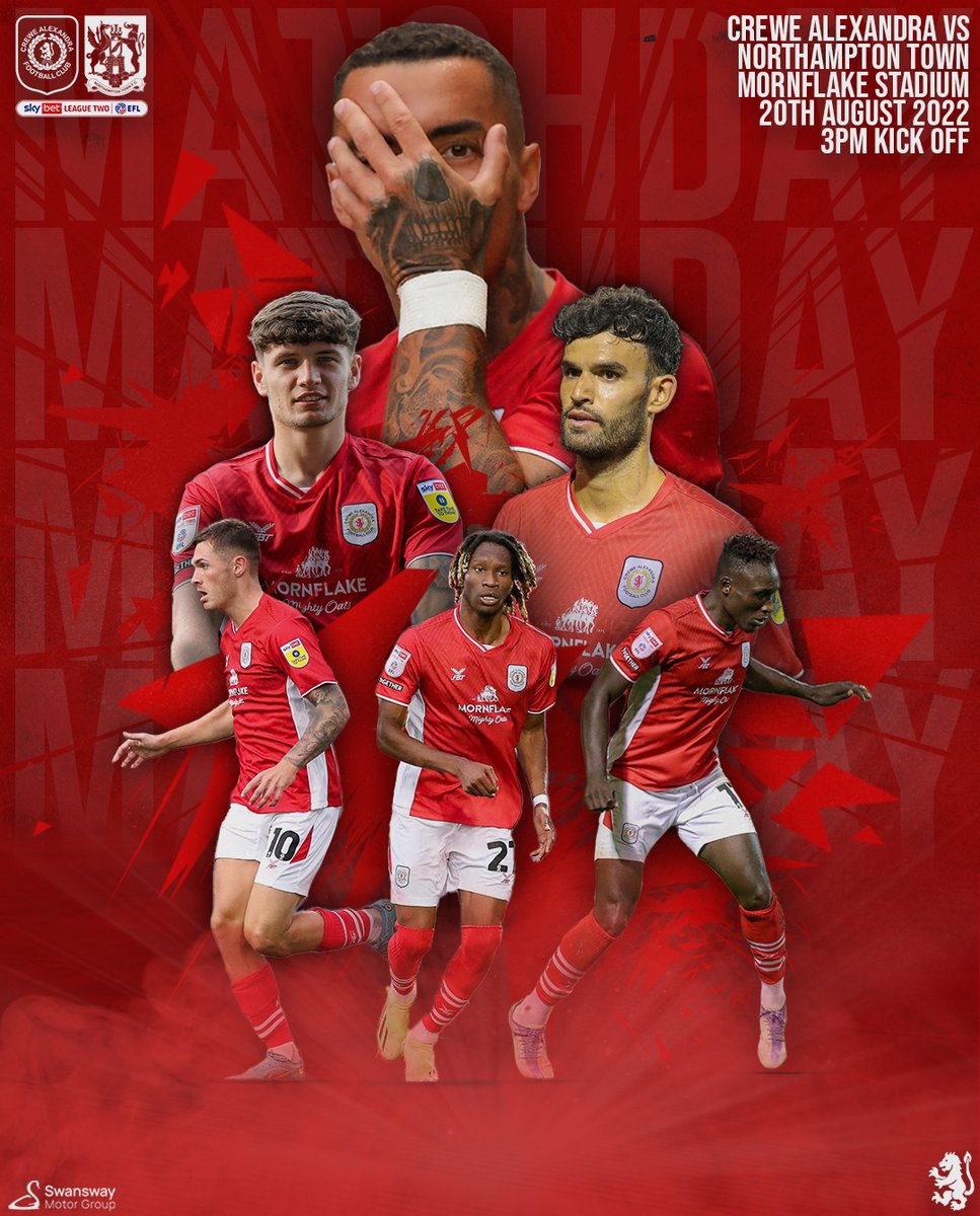 crewealexfc's tweet image. 🔴 𝗠 𝗔 𝗧 𝗖 𝗛 𝗗 𝗔 𝗬 🔴

The Railwaymen are back home again as we take on @ntfc in our fifth @SkyBetLeagueTwo game of the campaign. 👊

#CreweAlex