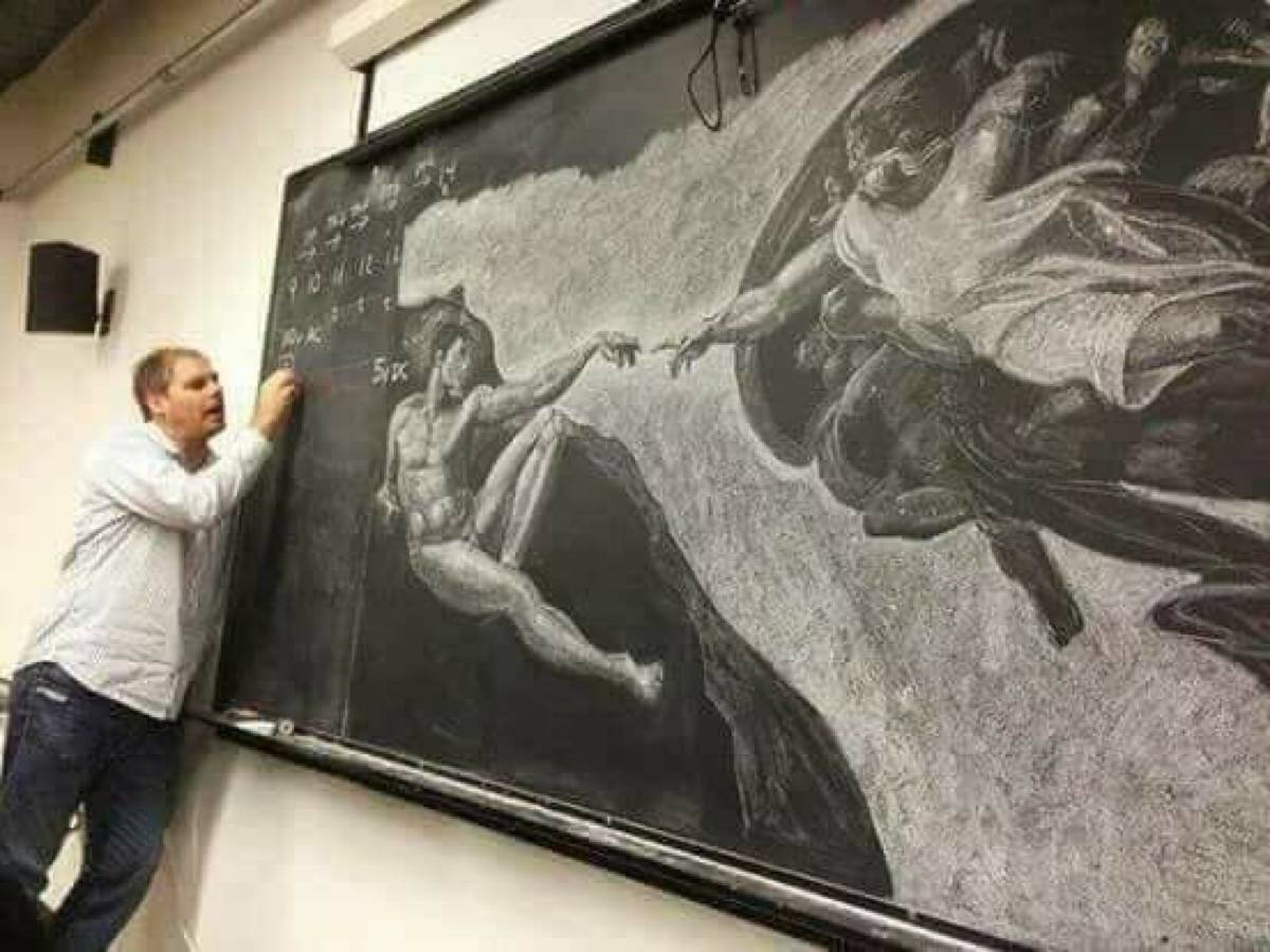 Портрет мелом на доске