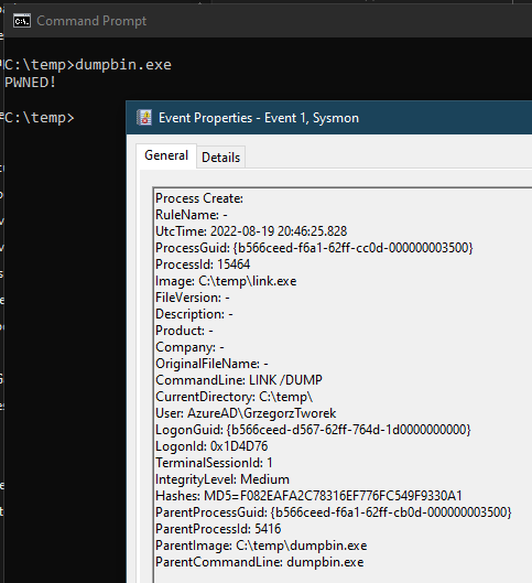 0gtweet's tweet photo. What a beautiful LOLBin in Microsoft-signed dumpbin.exe! 🤩
It just calls wspawnl("LINK /DUMP") without checking what link.exe actually is. https://t.co/OkapfWcd97