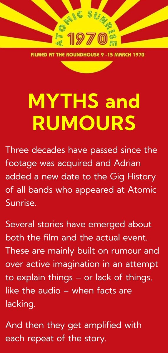 New page on website:
Myths and Rumours 
- the truth at last!
#Genesis #petergabriel
#hawkwind #davidbowie

atomicsunrisefestival.com/myths-and-rumo…
