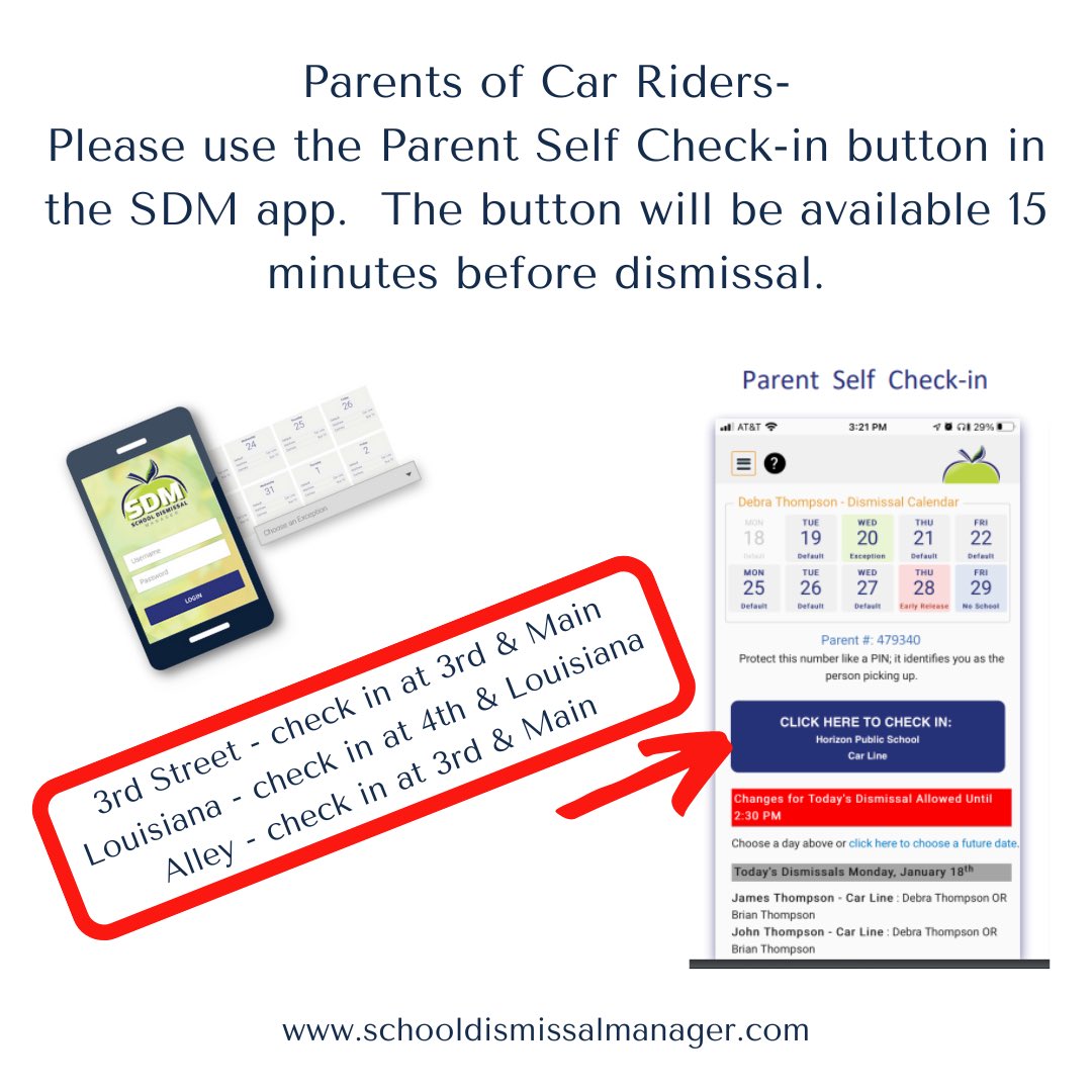 Check out the Director’s newsletter today! 5il.co/1givm We have new merch, our first dance in 2 years and we want parents to please use the “check in” feature of School Dismissal Manager! Happy Friday!