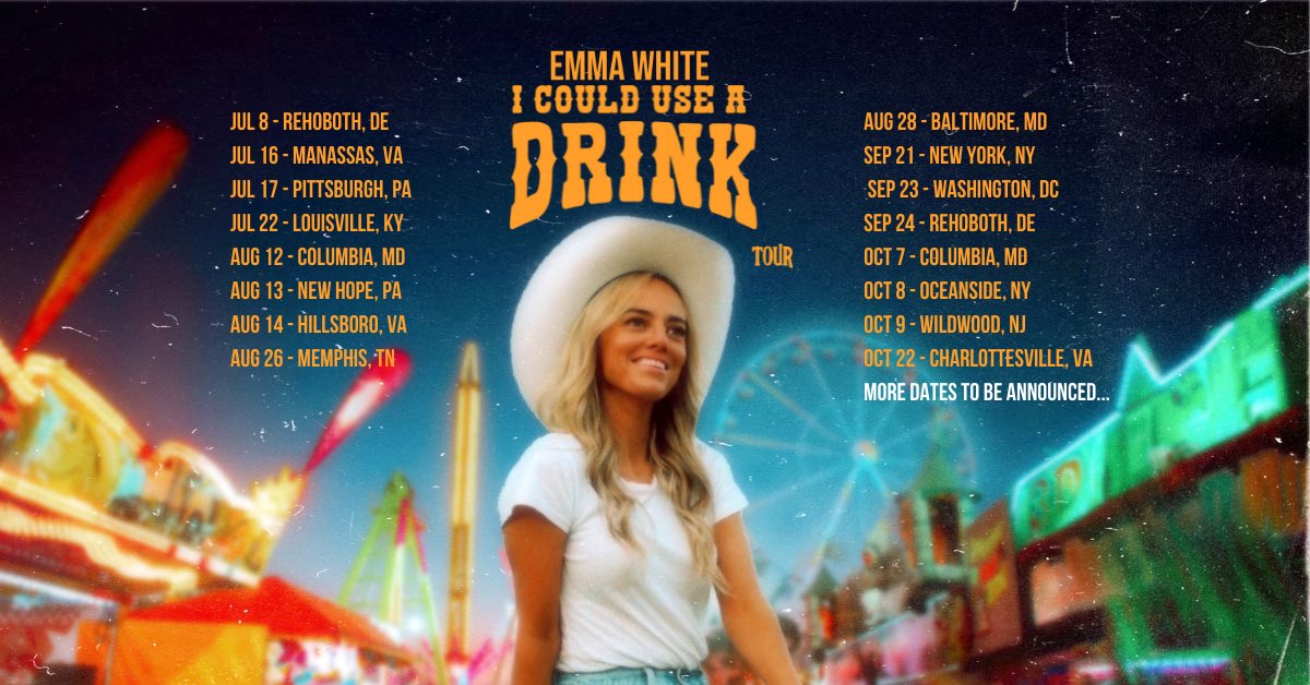 EmmaWhiteMusic's tweet photo. first time playing in Memphis next week! @HardRock #Memphis 

Full list of dates #ICouldUseaDrinkTour 
https://t.co/mBspgUkT8n https://t.co/uf6qE1XWK3