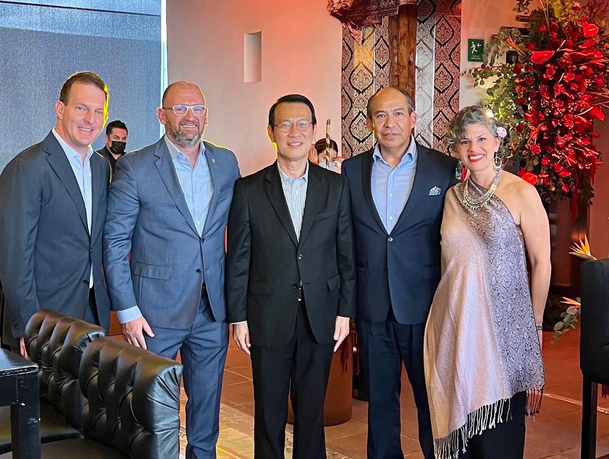 ThailandMexico's tweet photo. On 18 August 2022, H.E. Mr. Paisan Rupanichakij, Ambassador of Thailand to Mexico, jointly presided over the launching of the Thai Food Festival 2022 at Banyan Tree in Puebla. https://t.co/Jq9bpCgqJE