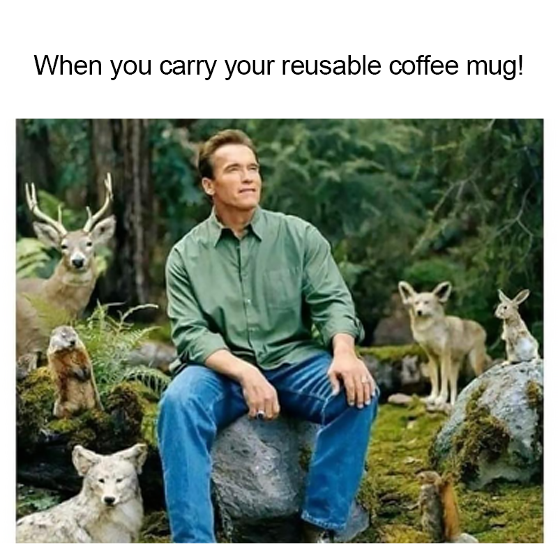 good_guilt's tweet photo. Doesn't it feel good to do a small act to protect the environment? Leave a 💚 below.
#goodguilt #noplanetB #sustainable #memes #reusereduce #reusablecoffeecups #ourplanetourhome #plasticpollution #plasticfreelife #savetheplanet #goingzerowaste #arnoldschwarzenegger https://t.co/gcMJSvnrIG