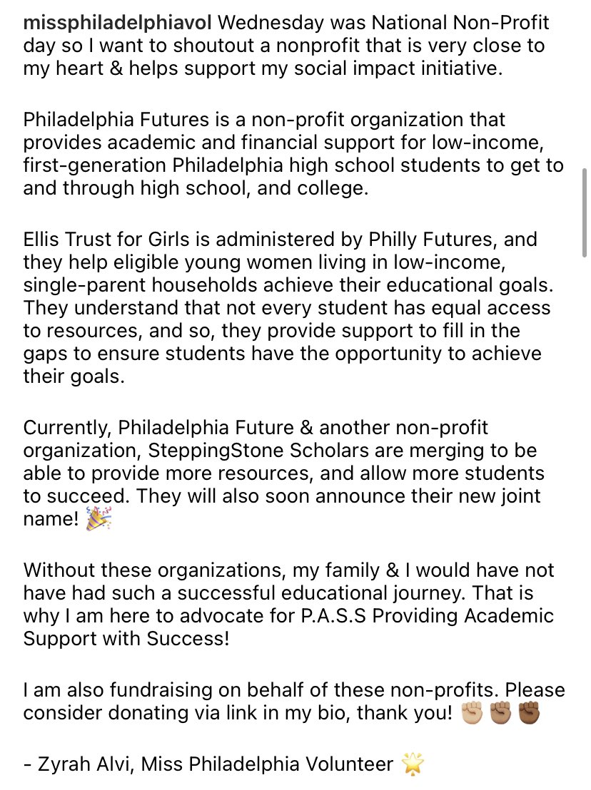 PASSinFocus's tweet photo. #NationalNonprofitDay #nonprofit #nonprofitorganization #phillyfutures #philadelphiafutures #ellistrust #ellistrustforgirls #PASS #MissPhillyVol #MissPhiladelphiaVolunteer https://t.co/AatAZZmaEB