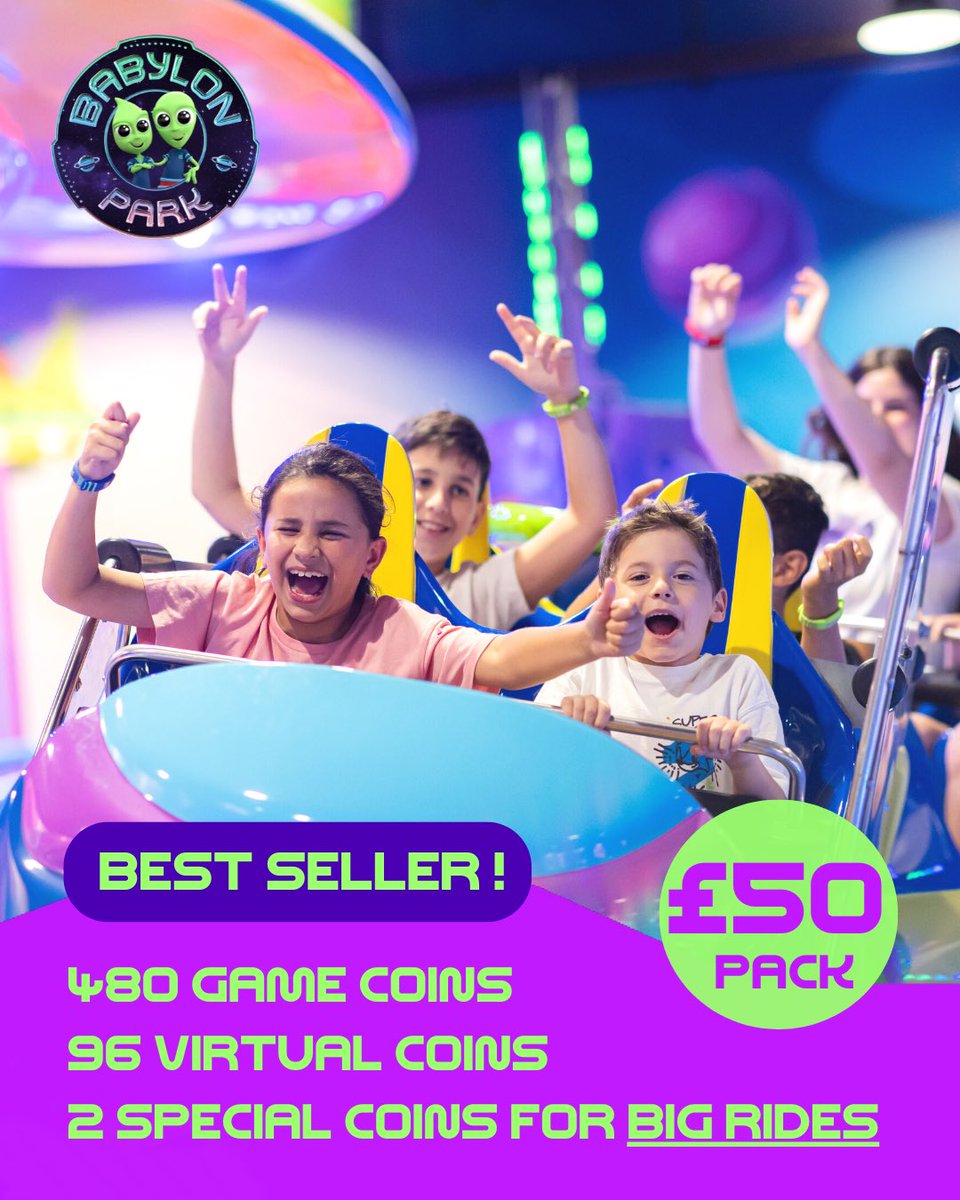 Babylon Park Best Seller Pack ! 
480 Game coins
96 Virtual coins
2 Special coins for BIG RIDES🎢 #babylonparkuk #babylonpark #babylonparkldn #Camden #camdenmarket #themepark