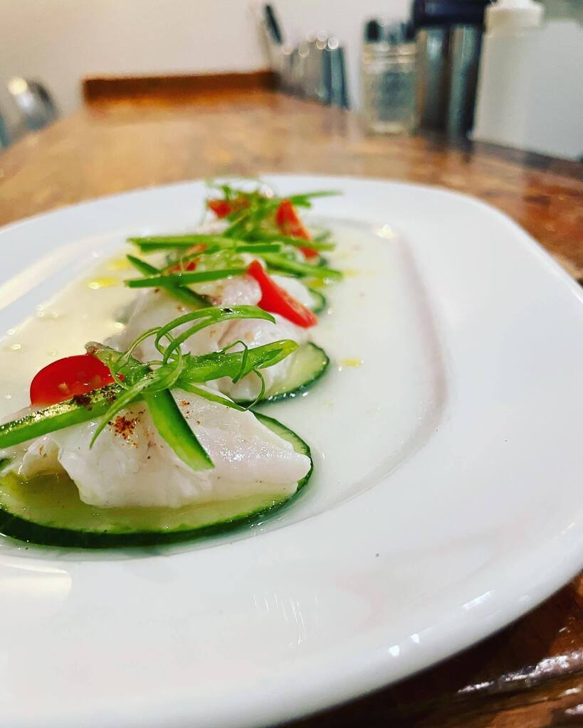 FarmsteadTable's tweet photo. Fluke Crudo with a Cucumber Agua Fresca, Jalapeño, and Heirloom Cherry Tomatoes. On Special Tonight!!!!

#food #eatlocal #supportsmallbusinesses #localfood #bostonfood #boston #foodstagram #farmtotable #crudo https://t.co/br23ScwkKD https://t.co/gKX8c7CHsI
