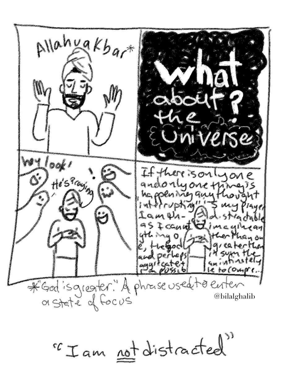 bilalghalib's tweet photo. Been trying to be consistent with my prayer, quite often when I start my focus time this happens. Collaboration with @i_am_josephine. #comic #islam #prayer #distractable #do100things #9/100 https://t.co/jbsHqEiZae