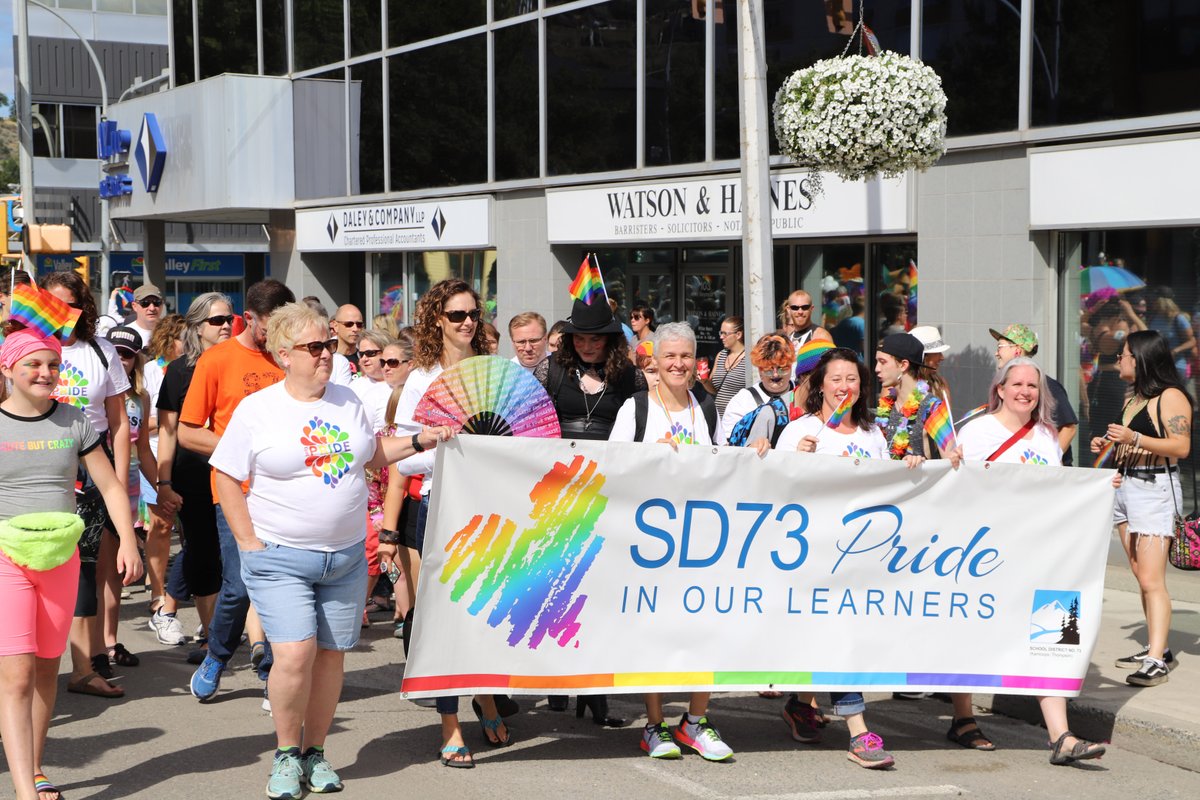 Kamloops_SD73's tweet photo. 🏳️‍🌈Staff and students: join us and show your SD73 PRIDE by standing (and walking!) together in the Pride Parade on Sunday, August 28 in support of the LGBTQ2S+ community. Meet outside Stuart Wood Elementary at 10:20am; parade starts at 11am.🏳️‍🌈 #kamloopspride #kamloopspride2022 https://t.co/8P8U8EgKiH