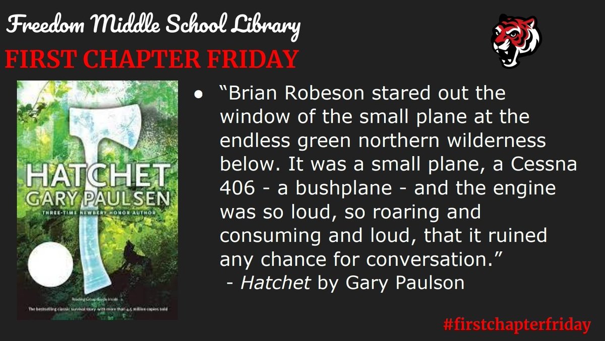 SCS_FMS_Library's tweet image. Do you have what it takes to survive in the wilderness all alone? 13 year old Brian Robeson has to find out the answer to that question sooner rather than later after the pilot of the plane he is flying in takes a heart attack and dies. Will he be able to survive?