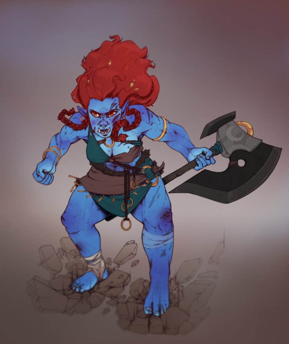 KinkyPomelo's tweet photo. Hey ^^
 I have a shit-ton of cool commissions I've been too lazy  to post, but here is one of my favorite ones of the last months :D

#orc #DnDcharacter #dnd5e https://t.co/3NEnidCXnx