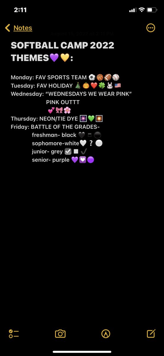 Hello my Lady Mustangs, here are next weeks themes for spirit week! I am so excited to see the outfits you plan to wear, and make sure you go all out! If you have any questions please let me know! #spiritweek #plumslowpitchsoftball #showyourspirit