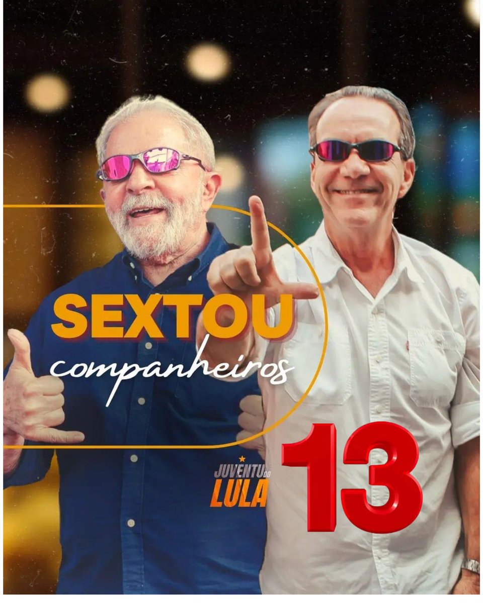 juventudelula's tweet photo. #sextou É 1️⃣3️⃣✅
#Vote13 #LulaNo1ºTurno #LulaNoPrimeiroTurno #Lula13 #deciolima13 https://t.co/Zkph9mttfx