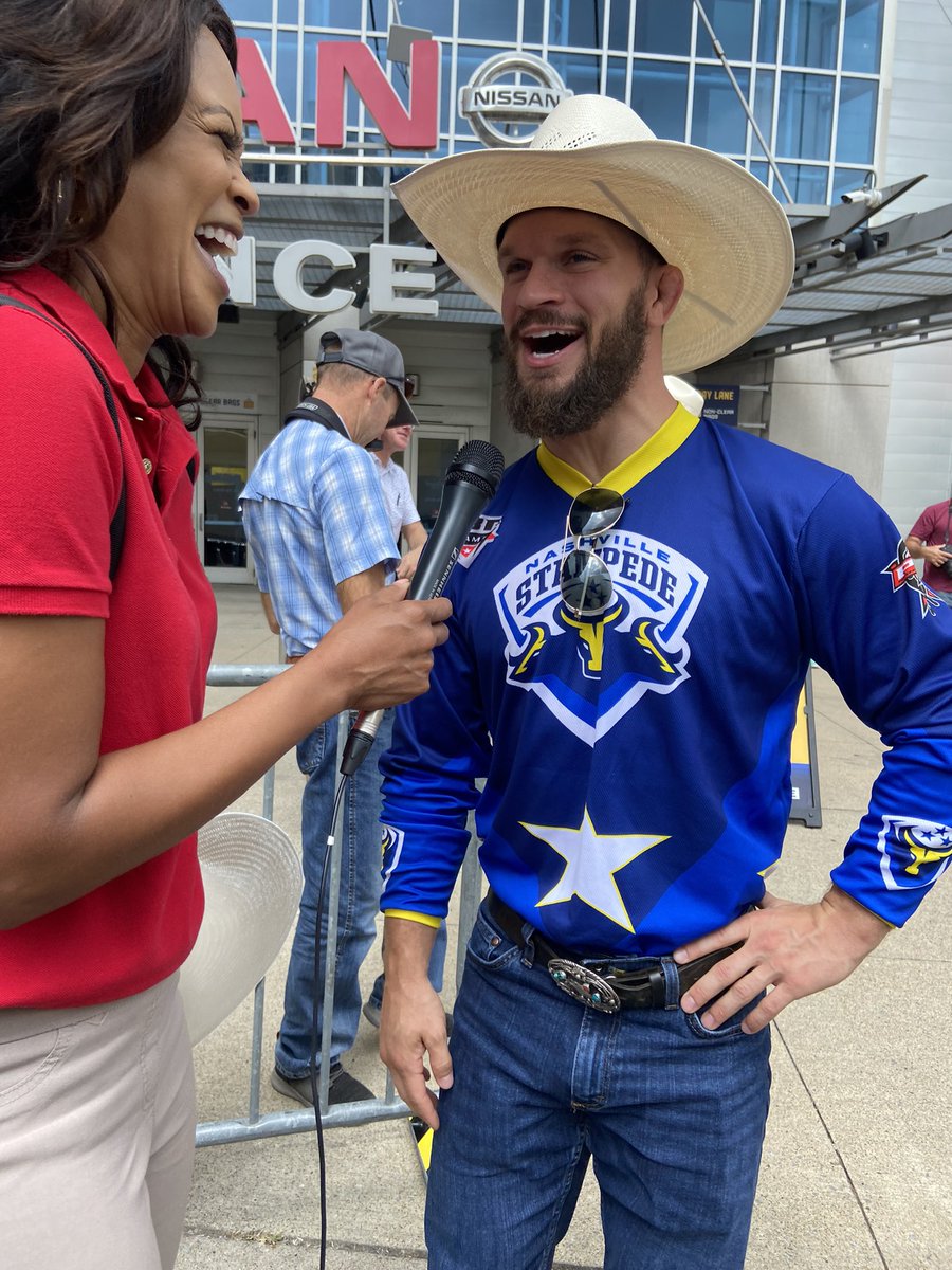 When animatedly describing a bull ride as “a mash up of a roller coaster ride and a car accident,” @DustinOrtizMMA of the @Nash_Stampede always gets the media laughing. Check him out on Sunday’s CBS Game of the Week.