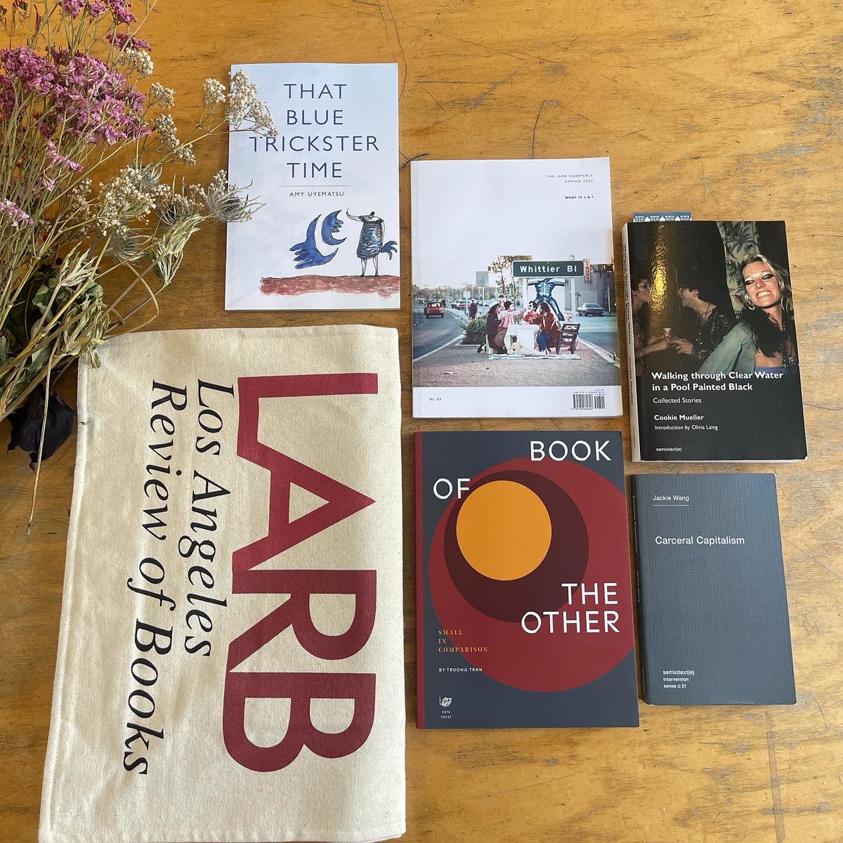 BBLitArts's tweet photo. We had had an amazing time at @LAReviewofBooks and @HauserWirth LITLIT last month, &amp; found time to shop! Check out Phoebe, Jimmy, Iván, and Eliza’s purchases!Thank you to everyone who brought these books to life. #litlit #smallpresses https://t.co/y6mCLH9jsQ