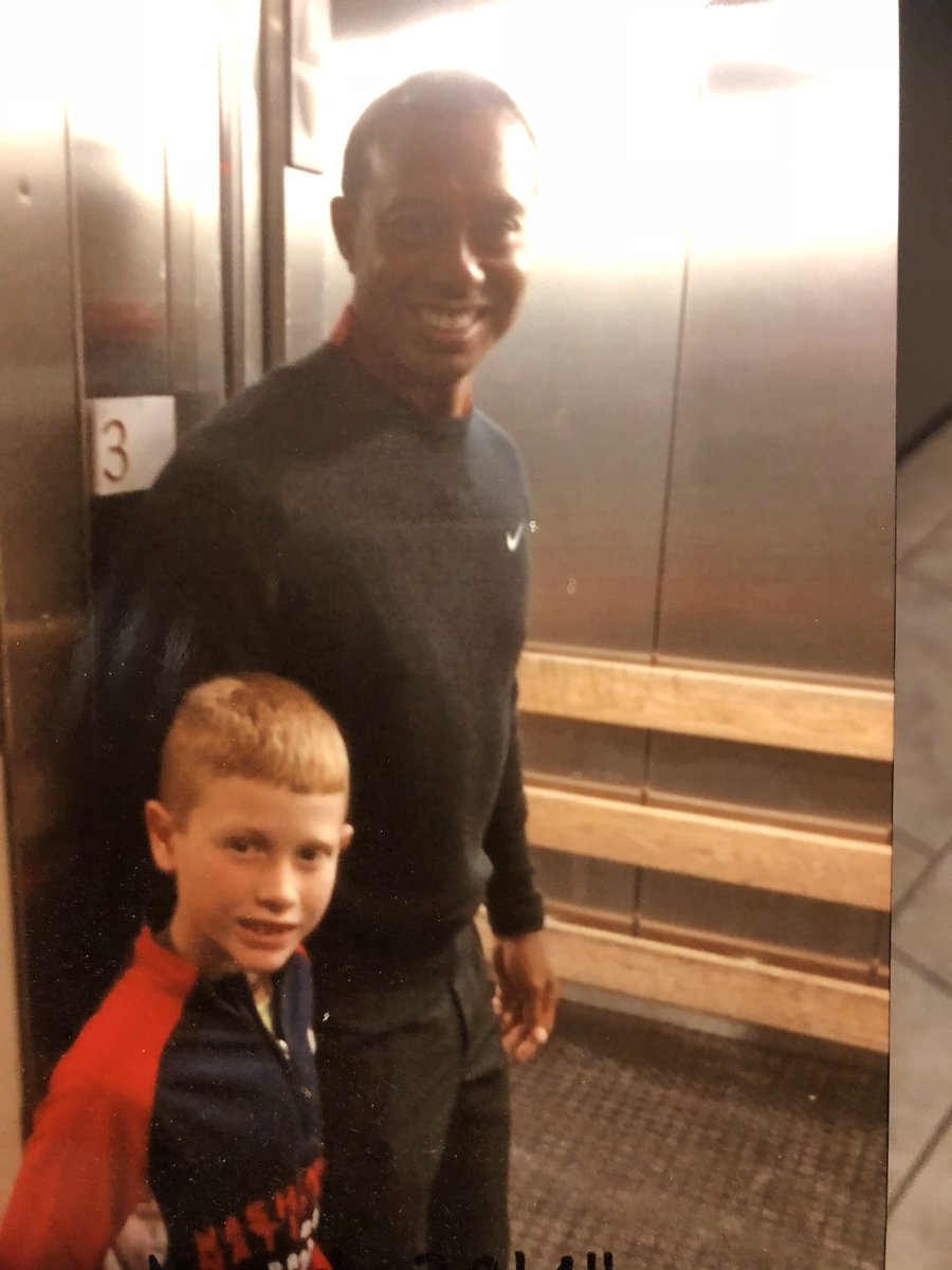 admcbride2's tweet photo. @PGA @TigerWoods was doing an interview in DC and we happen to see him   We asked if our son, Simon, could meet him and they said not today. After hours of me waiting by the door, hoping, they told me @TigerWoods would love to meet him. Tiger was super to my kid! @ReddieGolf #college https://t.co/yBE2wx7yMj