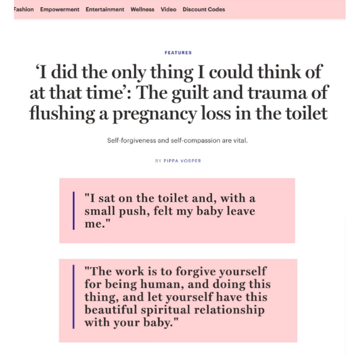 Thank you <a href="/GlamourMagUK/">British GLAMOUR</a> for understanding the magnitude of this experience and publishing my feature on one of the most traumatic parts of pregnancy loss #PregnancyLoss #Miscarriage #BabyLoss