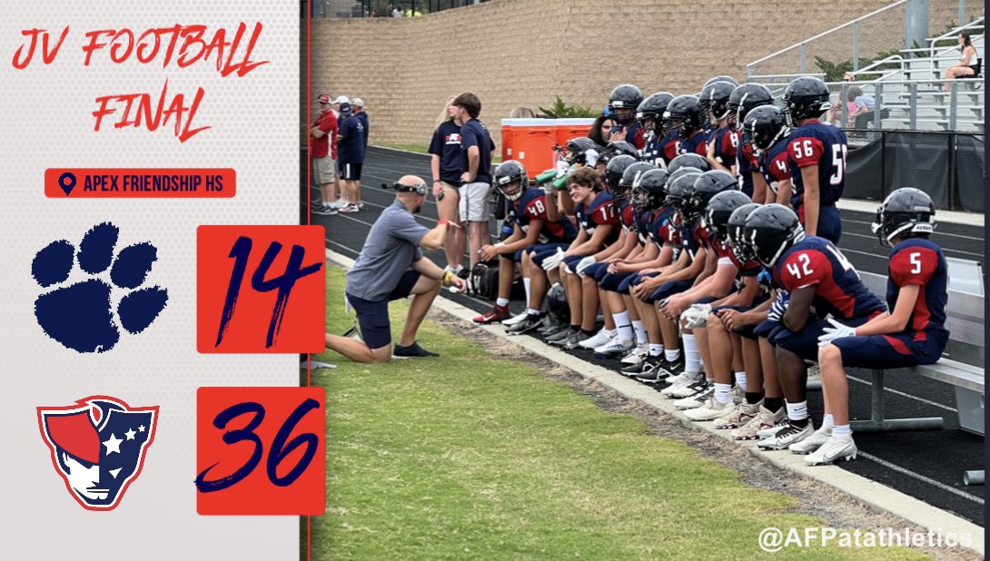 Apex Friendship High School Athletics (@afpatathletics) on Twitter photo A pick 6, caps off a Patriot WIN 36-14!!! Great job <a href="/AFPatriotFB/">Coach Adam Sanders</a> !!! <a href="/_BPittman/">Brian Pittman</a> <a href="/AFHSannounce/">AFHS_Announcements</a> <a href="/Doug_Poppe68/">Douglas Poppe</a> @AFHSPAC <a href="/AFHS_AD/">AFHS_AD</a> #PatFam #RepAFHS A pick 6, caps off a Patriot WIN 36-14!!! Great job <a href="/AFPatriotFB/">Coach Adam Sanders</a> !!! <a href="/_BPittman/">Brian Pittman</a> <a href="/AFHSannounce/">AFHS_Announcements</a> <a href="/Doug_Poppe68/">Douglas Poppe</a> @AFHSPAC <a href="/AFHS_AD/">AFHS_AD</a> #PatFam #RepAFHS