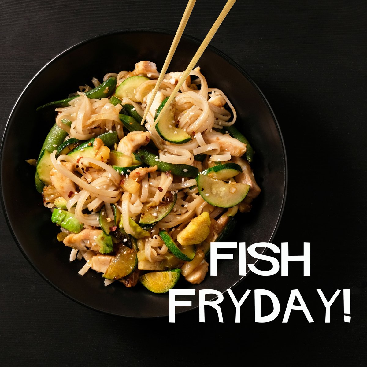 Nothing better than fish, noodles and veggies to the gills!