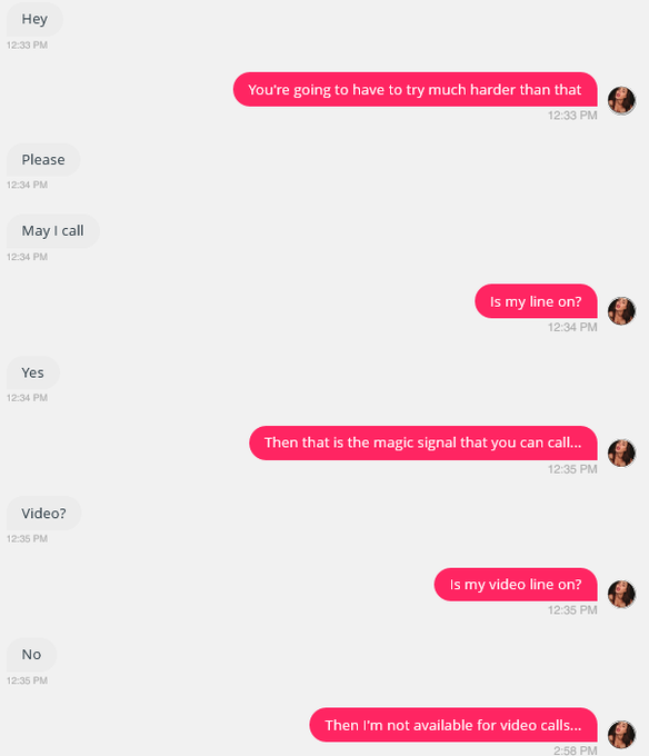 This is why your fav Domme is never available for cam or phone. Because when we are, we have to reply