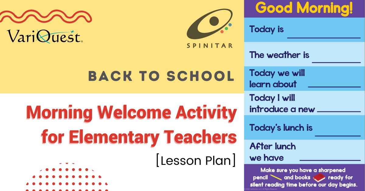 Spinitar's tweet image. Contact a Spinitar representative today! @variquest Download this free lesson plan activity titled, Morning Welcome: An Elementary Lesson for Teachers: hubs.ly/Q01kwv600 #visuallearningtools #teachertools #education #educationmatters #educational