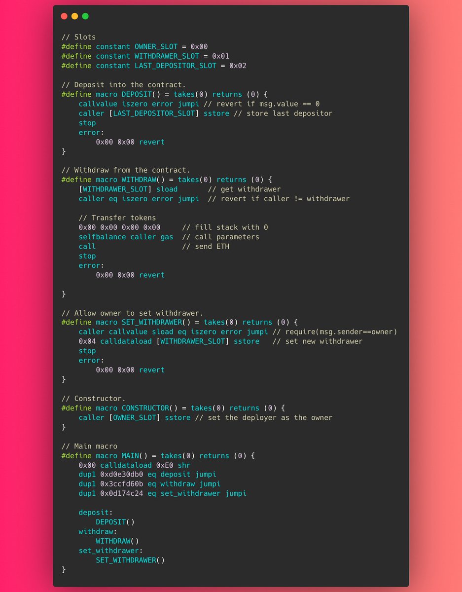 Huff Challenge #3 (a bit harder... and much more real)

Exploit this contract and steal the Ether inside. It's deployed at `0xae7e201257f3f7918e9e8f2f3de998e3d75f7a1d` and has 0.1 ETH for you :)

Interface: deposit(), withdraw(), and setWithdrawer(address)