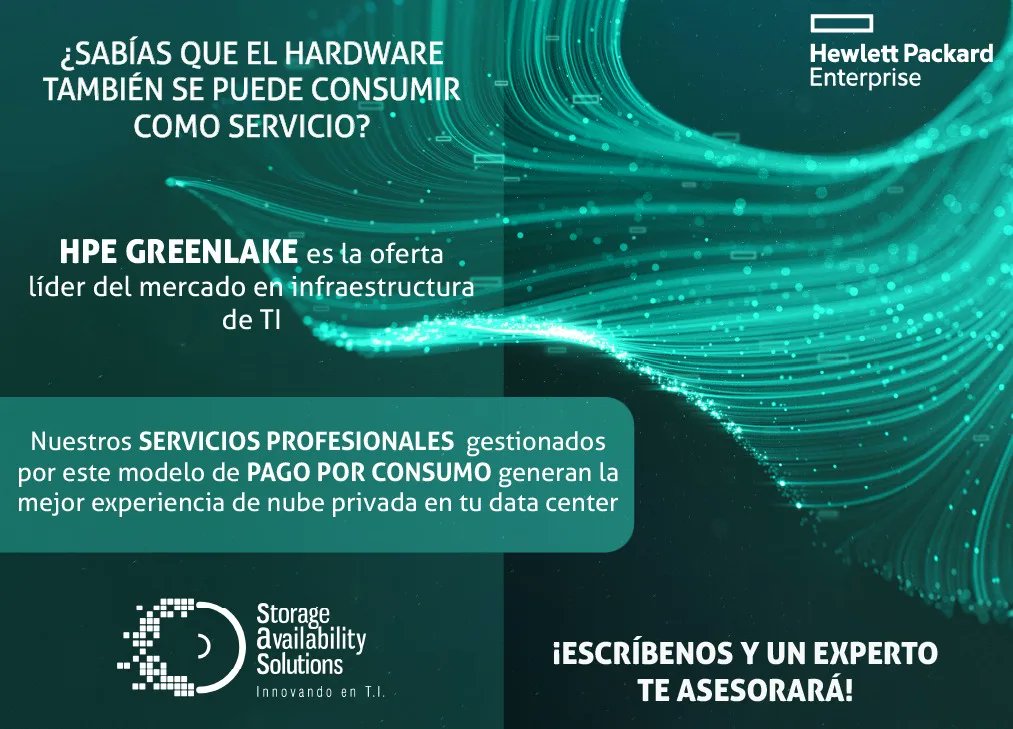 sasnwco's tweet photo. Nuestros servicios profesionales gestionados por el modelo HPE GREENLAKE generan la mejor experiencia de nube privada en tu data center. #SASNW 

¡ Escríbenos para asesorarte ! 📲 https://t.co/DpPXttb4lb