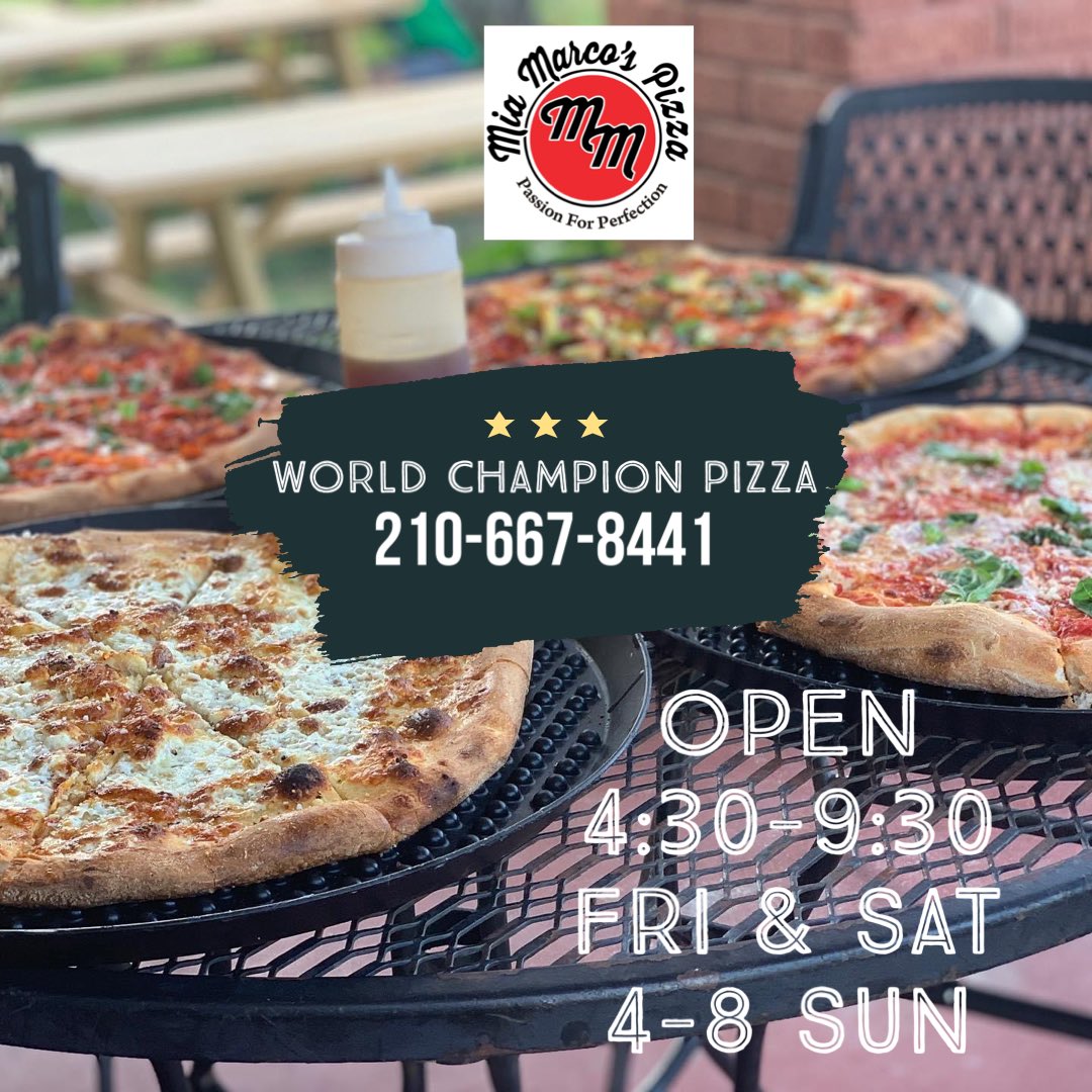 MiaMarcosPizza's tweet photo. Delicious, made to order #pizza made for your #cravings ! Give us a call this #weekend and satisfy your belly! See ya soon! @worldpizzachampions @sanantonio_insta @cityofselmatexas #bestpizzaintown #worldchamps #thatcrust #fresh #yummyfood #weekendvibes #pizzatime https://t.co/CBxqJ8qwm6