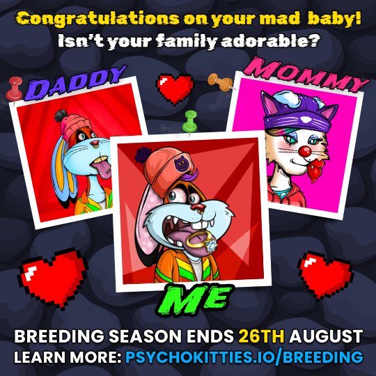 My <a href="/MadHareSociety/">Mad Hare Society</a> and PsychoMolly did it like they do on the Discovery Channel and got freaky in my wallet 😏 Now I have a MAD BABY 😺 #MadHareBaby