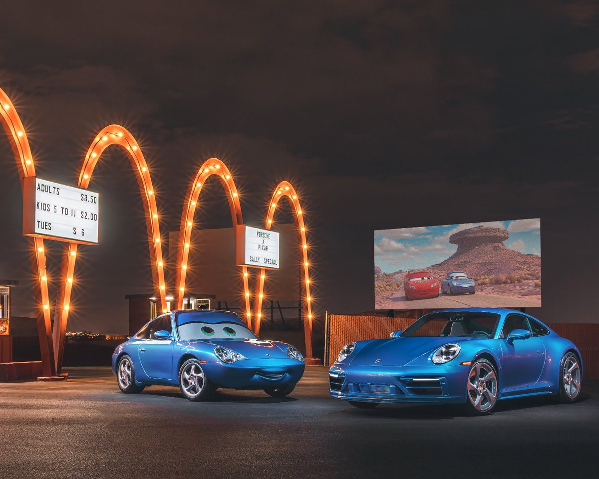 Pixar's tweet photo. Take a pit stop to check out this special edition Sally Carrera! Porsche's Sally Special will be auctioned this weekend, with all proceeds donated to charity. 💙🏁 https://t.co/jqlbZuasGg