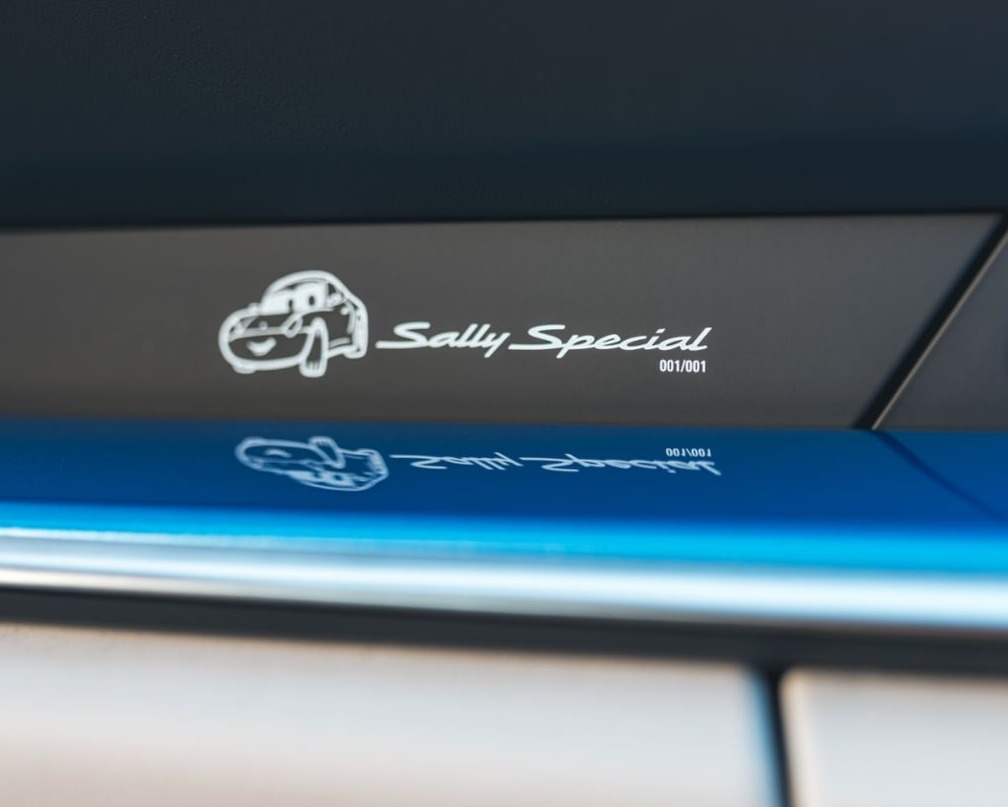 Pixar's tweet photo. Take a pit stop to check out this special edition Sally Carrera! Porsche's Sally Special will be auctioned this weekend, with all proceeds donated to charity. 💙🏁 https://t.co/jqlbZuasGg