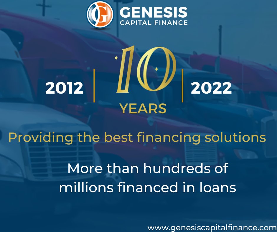 genesiscapfin's tweet photo. We are celebrating 10 years!! Ten years down the road and looking forward to many more. 🚛🧡💙💛

#TruckDriver #trucking #finance #anniversary #truckers https://t.co/HHBC1RDQ3p