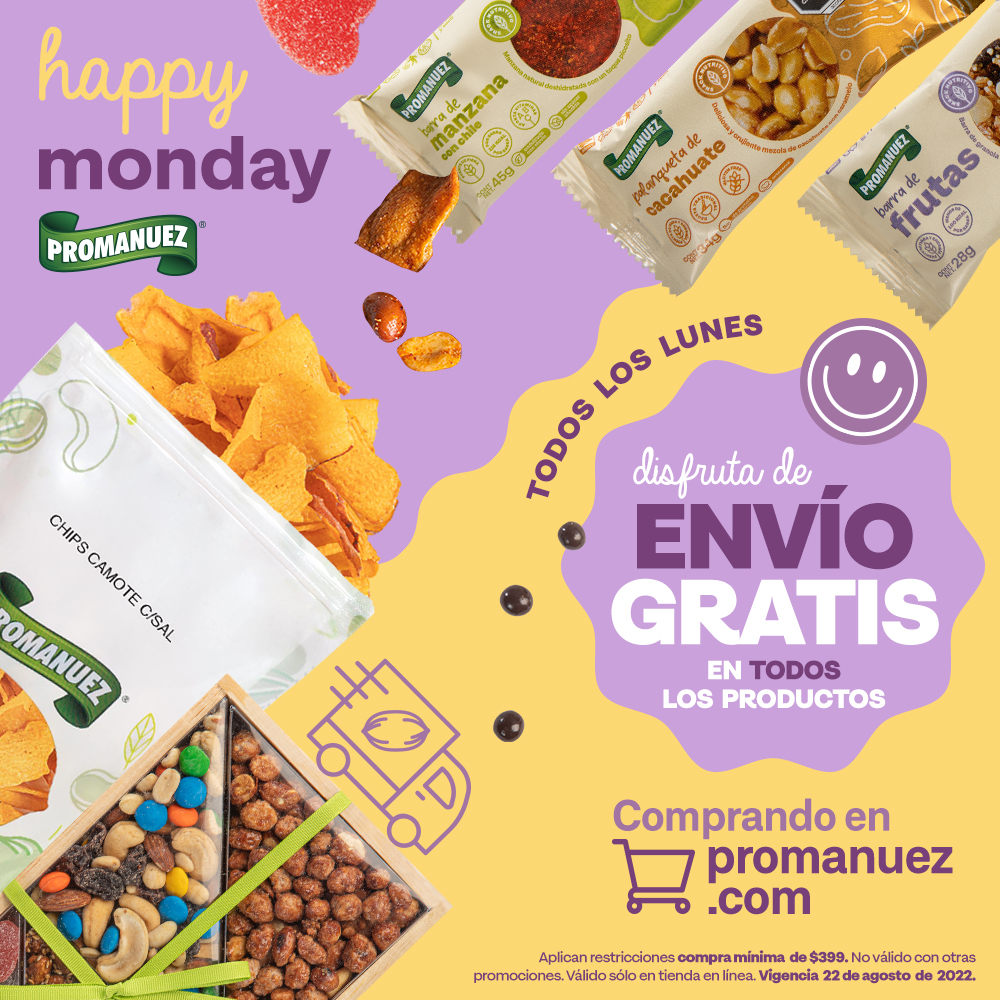 Hoy como todos los lunes es día de ENVÍO GRATIS #HappyMonday 😃

Todos los productos que necesitas para tu semana y más.🛍️

Es el mejor día para recibir o enviar Promanuez 😍

Entregas de 1 a 5 días a TODO México 🚚 💨