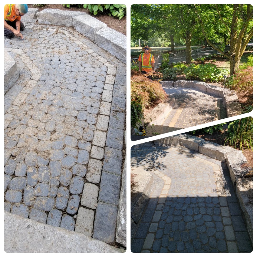 Paramount2005's tweet image. Although re- sanding interlock requires strong knees, back and lots of elbow grease, there's no denying the beautiful results. #landscapingcompany #landscapeservices #landscapeconstruction #interlocking #patio