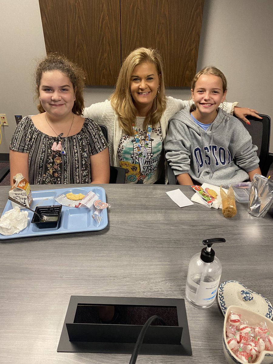 Mrs. Budd was honored today to have lunch with these two! One of the options for winners of the daily DOJO ticket drawing is to eat lunch with the principal and a friend!