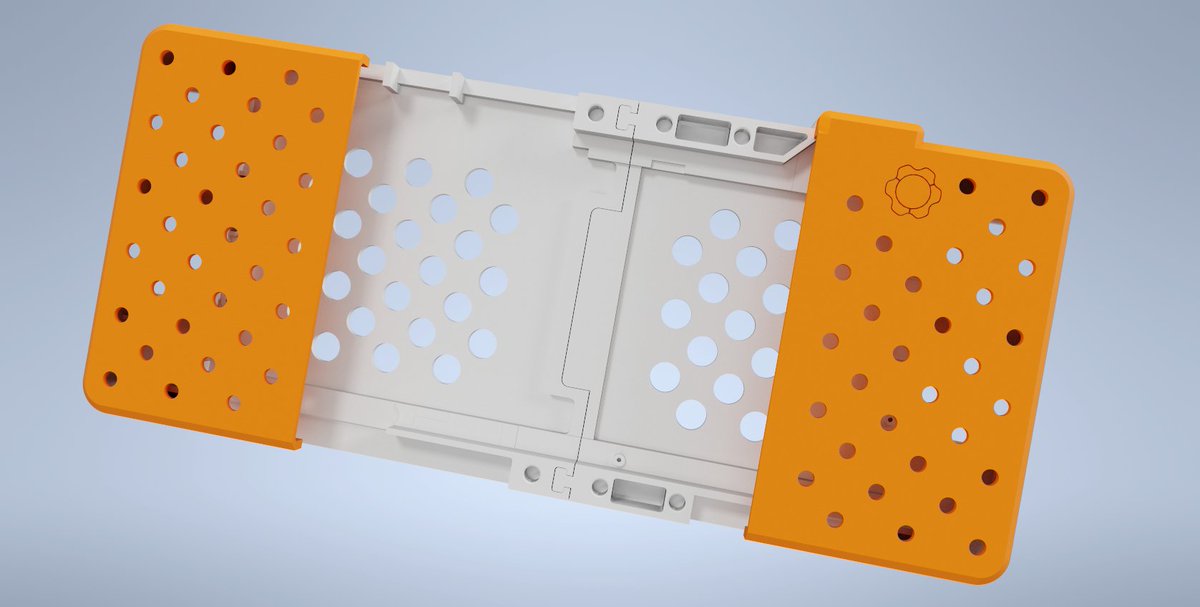thedarktigger's tweet photo. @FrameworkPuter @Lenovo My submission! This button is a compliant mechanism, printable without supports, features the framework logo, and is flush with the case's print bed contact plane! https://t.co/po6Lh6Ib50