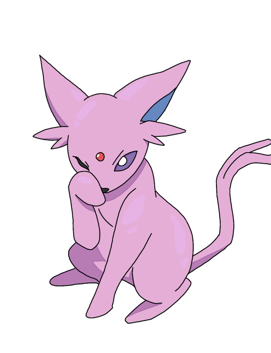 espeon pokemon (creature) no humans solo white background simple background full body one eye closed  illustration images