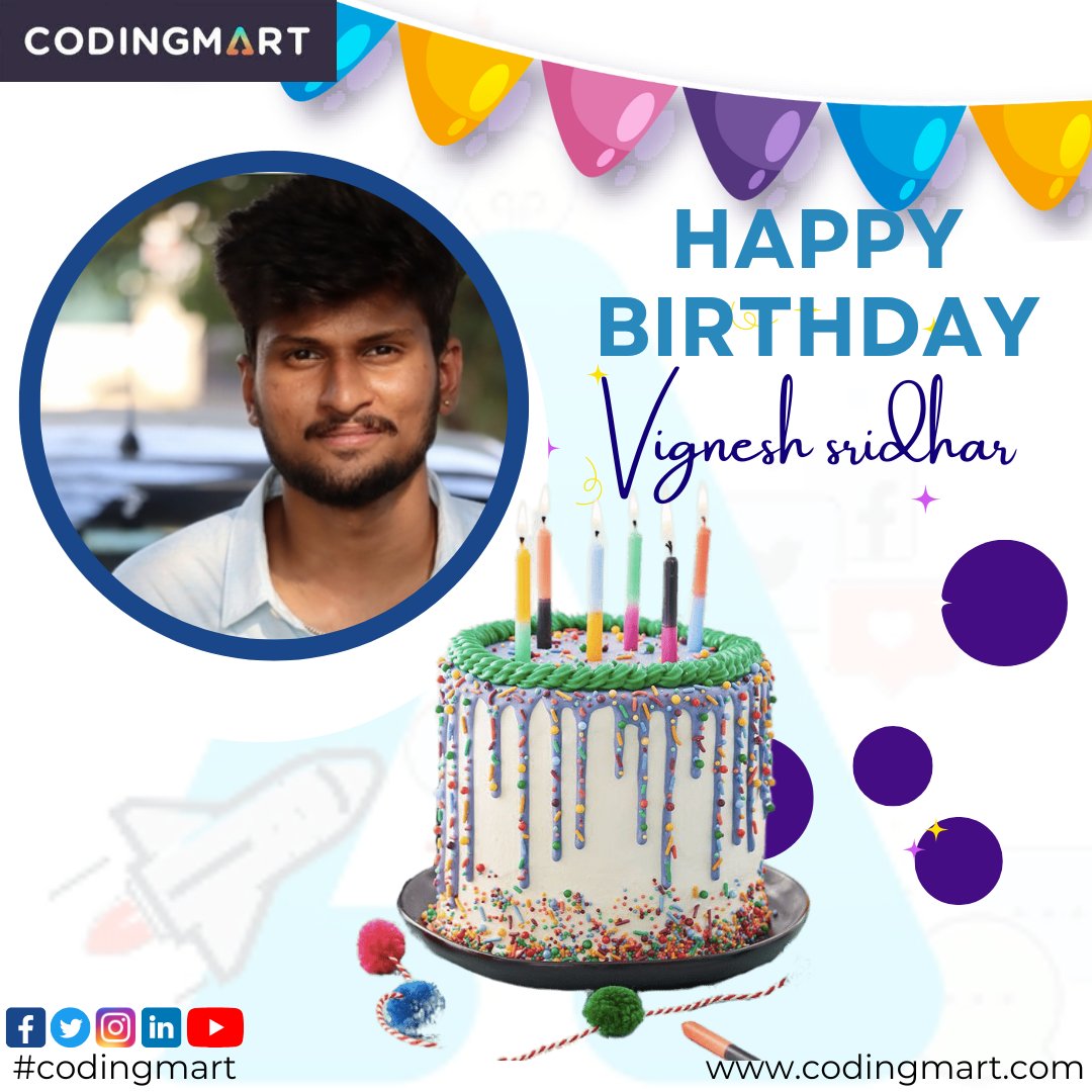 codingmart's tweet photo. Vignesh Sridhar
Codingmart Wishing you the best on your birthday π and everything good in the year ahead.
May your birthday be sprinkled with fun and laughter. Have a great day!
Happy birthday!!!πππ₯³π₯³π₯³
#codingmart #birthdaywishes #happybirthday #celebration #happiness https://t.co/cohHoxULZH
