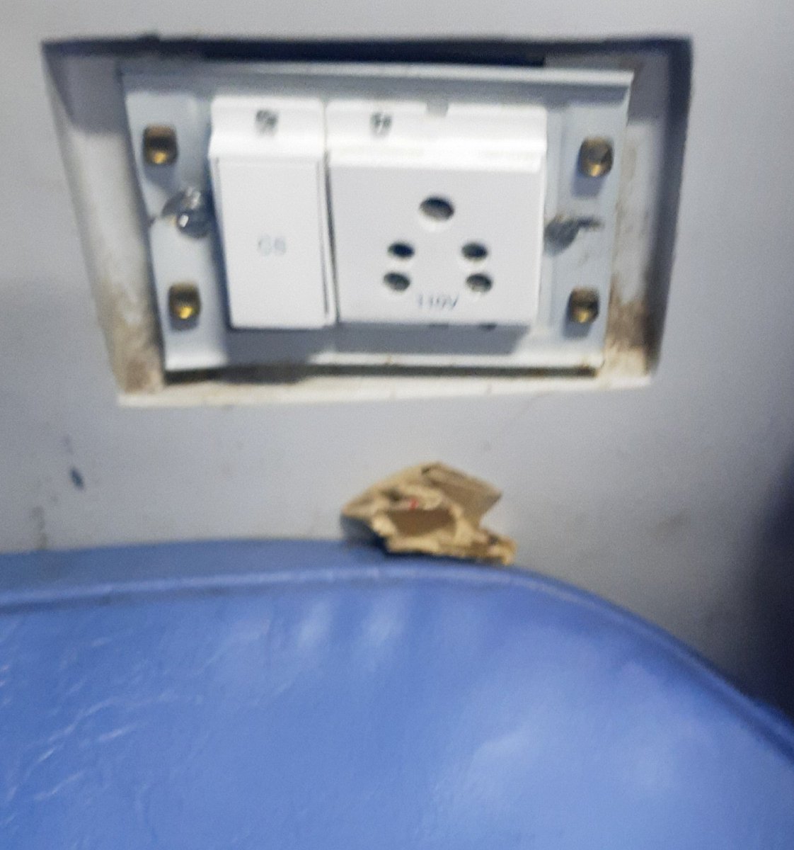 ajith_babu's tweet photo. Plight of charging point in bay 49 - 56 of B2 coach (#201994) in 12622, which reached MAS today. @GMSRailway  Please check. https://t.co/tqo9YTrpDE