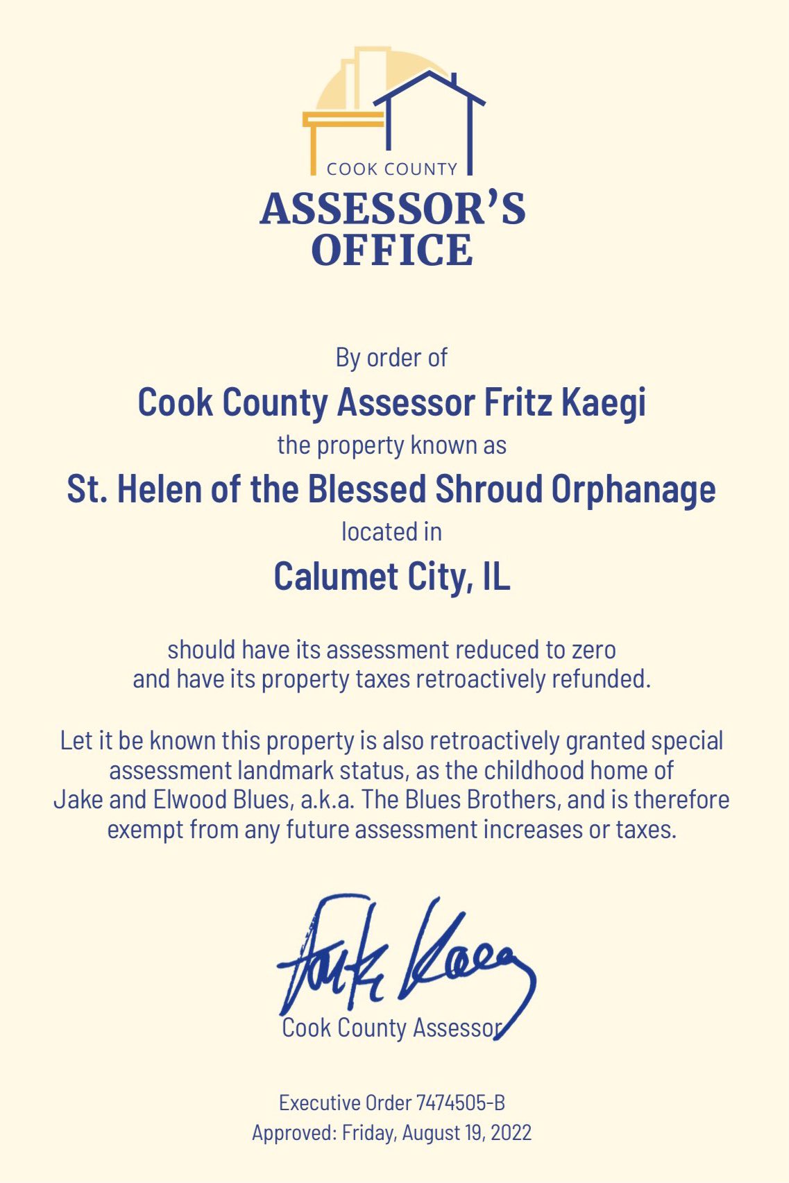 Cook County Assessor's Office on Twitter "👀Close up of executive order