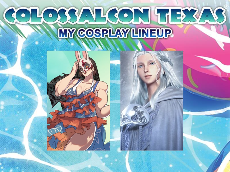 podgekinn's tweet photo. I'll be at #ColossalconTX tomorrow and Sunday as DBD: "Hooked on You" Huntress, and Venat from FFXIV, both with swimsuit versions for the waterpark! If you're there, say hello!☀️💜 https://t.co/Hf1kwONF5q