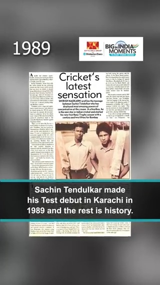 Image for the Tweet beginning: [PARTNERED]

#BigInIndiaMoments | 1989 - Sachin