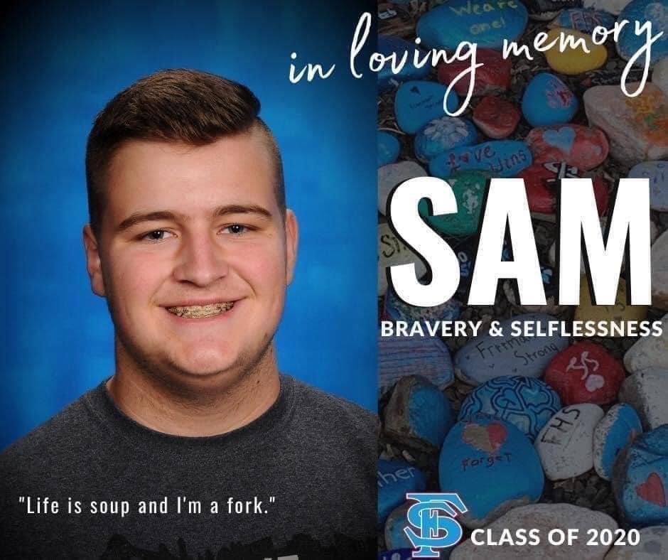 kxly920's tweet photo. Sam Strahan was a sophomore at Freeman High School when he confronted a fellow student in school hallway on morning of Sept. 13, 2017. The other boy had 2 guns. Sam was shot and killed, and 3 girls were seriously injured. Sam will be remembered as a true hero.
#FreemanStrong https://t.co/b0kvszSE4z