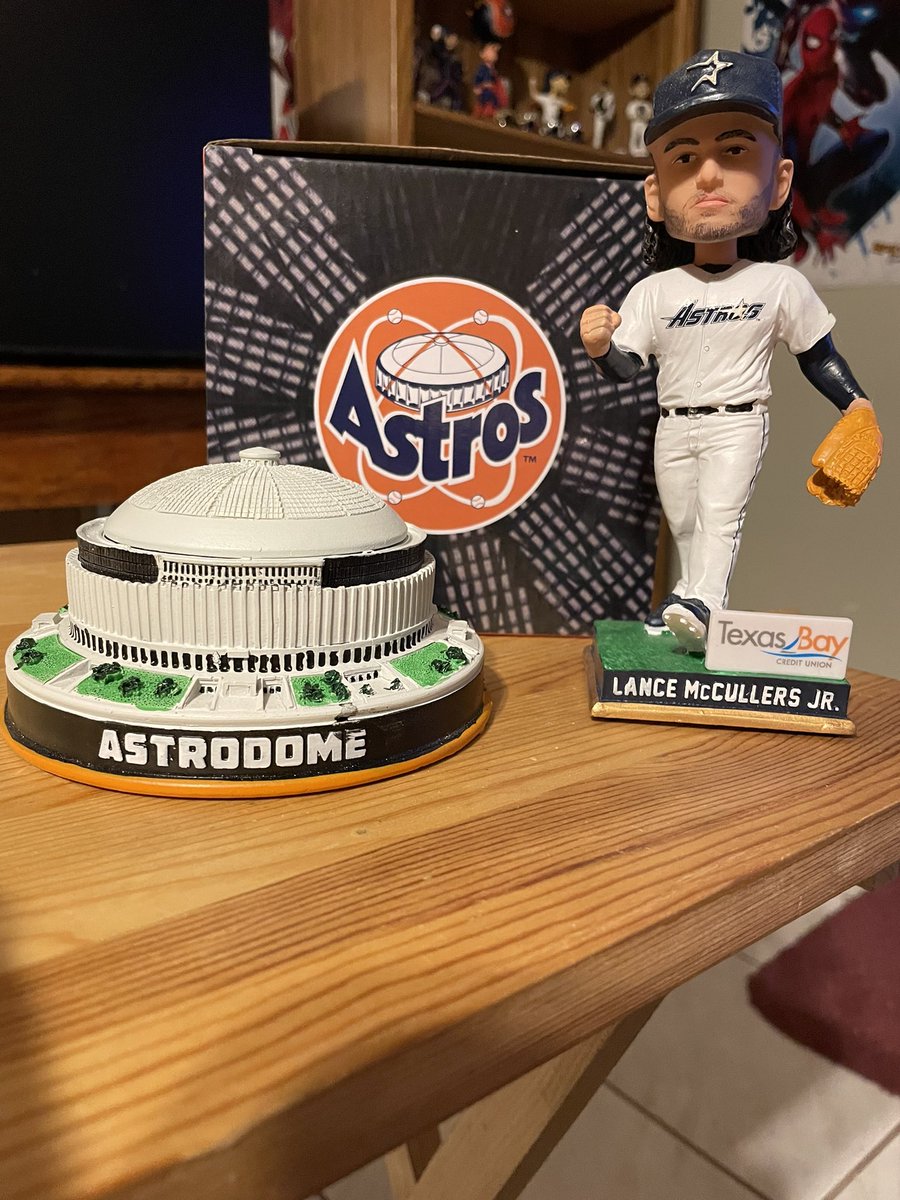 HTSCollectibles's tweet photo. Thank you @HtownBobbles for this amazing Astrodome bobble! It has been added to this amazing collection and it goes very well with my @lmccullers43 Bobblehead! Definitely found a place in my shelf and I’m not done yet! Hell yeah! #LevelUp 🤘🏼🤘🏼 https://t.co/DO6Bx3vkb3