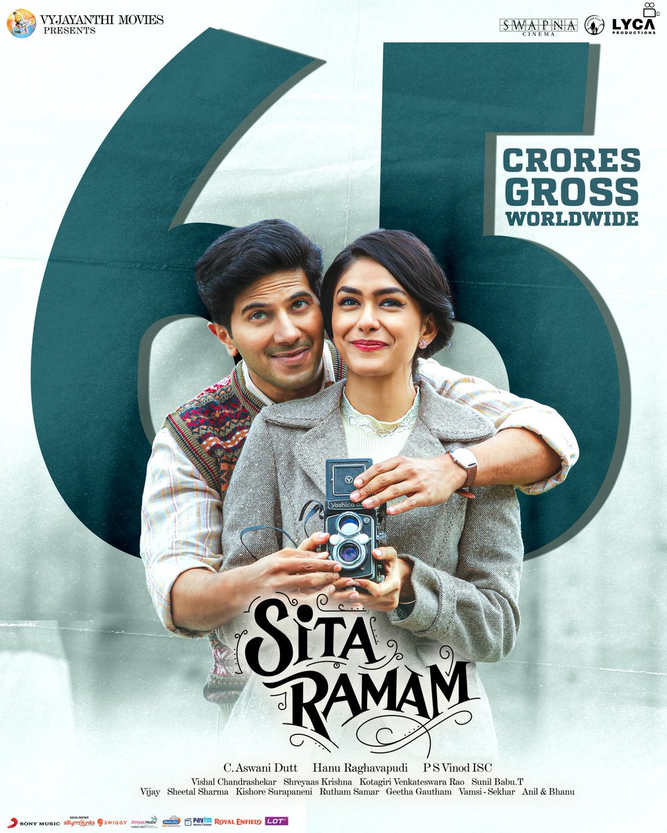 VyjayanthiFilms's tweet photo. Heading into third weekend with humongous love from the audience all over! ❤️

#SitaRamam @dulQuer @mrunal0801 @iamRashmika @iSumanth @hanurpudi @Composer_Vishal @AshwiniDuttCh @TharunBhasckerD @VyjayanthiFilms @SwapnaCinema @LycaProductions @DQsWayfarerFilm @SonyMusicSouth https://t.co/cJKltJ5xVE